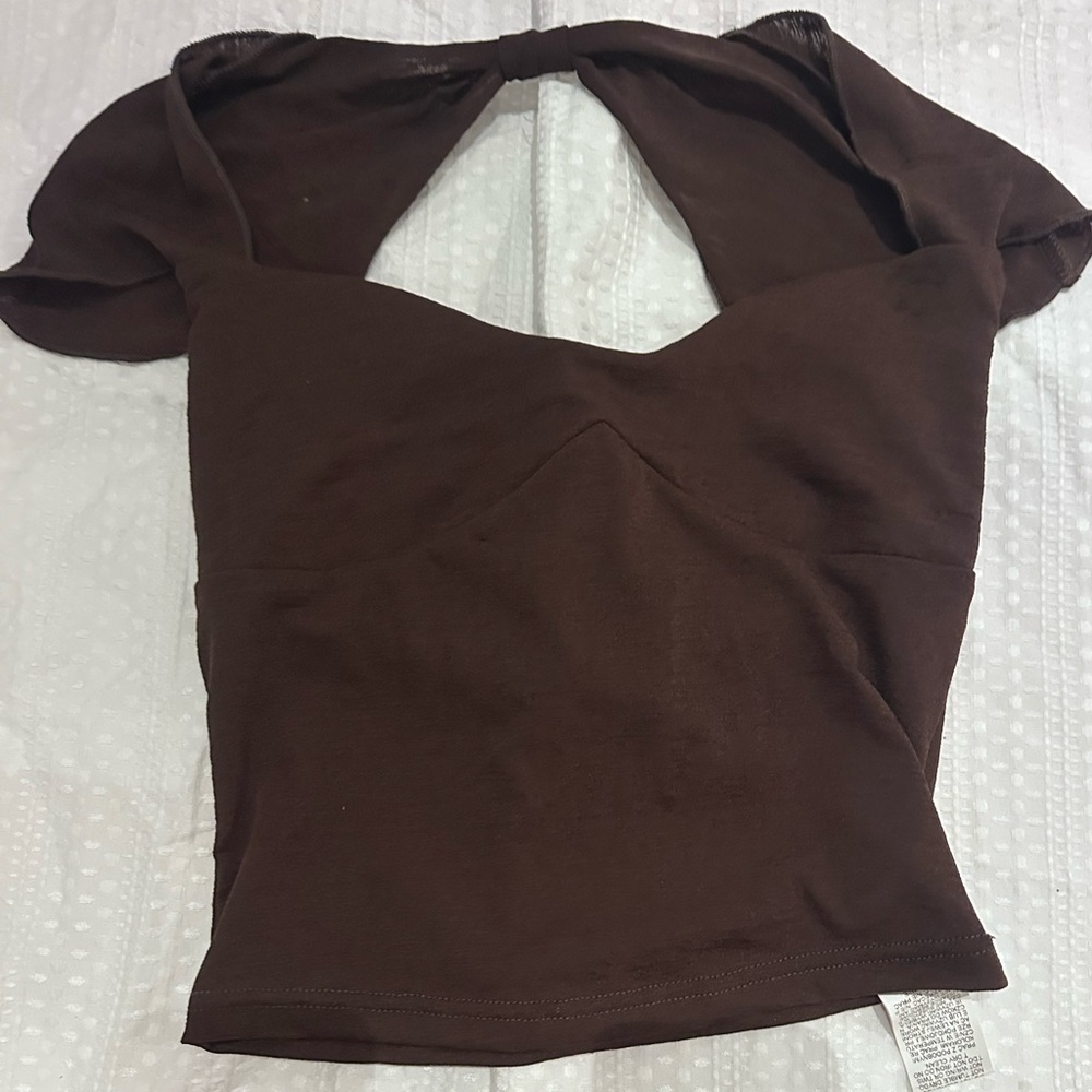 Brown Twist-Back Women’s Top Cup Detailing - Brown Night Out Top